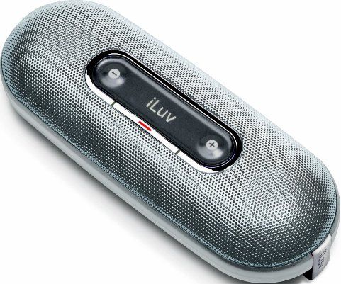 iLuv iSP100SILVER Mini Portable Speaker for MP3 Players and iPod, Active Speaker Type, 3.6 Total Watt Nominal Output Power, 7.2 Total Watt Max Output Power, Integrated Audio Amplifier, 2 - 1.8 Watt - wired Speakers Included, 1 x full-range driver - 25mm Driver Details, Audio line-in mini-phone stereo 3.5 mm Connector Type, Battery - AAA Type, 3 Required Qty, UPC 639247090149 (iSP100SILVER iSP100-SILVER iSP100 SILVER iSP 100 iSP-100 iSP100)