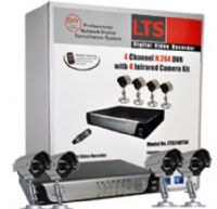 LTS LTD24HTSK DIY Surveillance Kit, 4 Channel H.264 Digital Video/Audio Recorder with 1/4" 3.6mm Fixed Lens CMOS Cameras, Pre-Installed 320GB SATA Hard Drive, Remote View via 3G Phone- Windows Mobile, Symbian and iPhone, Email Alert and Day-Light Saving Time, Minimum Illuminance 0 LUX with 12 x IR LEDs, NTSC Signal System (LTD24HTSK LTD-24HTSK LTD 24HTSK LTD24 HTSK LTD24-HTSK) 