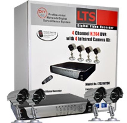 LTS LTD24HTSK DIY Surveillance Kit, 4 Channel H.264 Digital Video/Audio Recorder with 1/4
