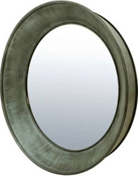 Bassett Mirror M3461EC Zinc Round Wall Mirror, Round Frame Shape, Framed, Mirror Material, Decor Room, Contemporary Style, Wall Mirrors Type, 48