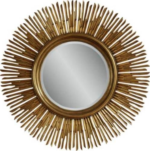 Bassett Mirror M3465BEC Soleil Wall Mirror, Gold Finish, Sunburst Frame Shape, Framed, Mirror Material, Decor Room, Traditional Style, Wall Mirrors Type, 48