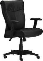 Mayline 2528 Mercado Mid Back Task Chair, 360-degree swivel, 19.75" W x 25" H Back Size, 19.75" W x 19" D x 25" H Seating area, 18.50" - 22.50" Height adjustment, Height adjustable arms, Top grain leather upholstery, Built in lumbar support area in backrest, Tilt with tilt lock and tilt tension adjustment, One touch pneumatic seat height adjustment, Black Finish, UPC 760771936211 (2528 MAYLINE2528 MAYLINE-2528 MAYLINE 2528 MAY2528 MAY-2528 MAY 2528) 