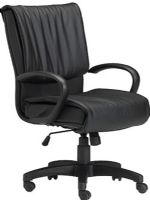 Mayline 2547 Mercado Mid Back Task Chair, 20.5" W x 20" D Seat Size, 20.5" W x 19" H Back Size, 19" - 23"H Seat Height Adjustment, Tilt with tilt lock, 360-degree swivel, Full length loop arms, Tilt tension adjustment, Genuine leather upholstery, Dual wheel hooded casters, Five star heavy duty nylon base, Pneumatic seat height adjustment, UPC 760771936228, Black Finish (2547 MAYLINE2547 MAYLINE-2547 MAYLINE 2547 MAY2547 MAY-2547 MAY 2547) 