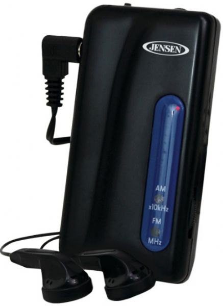 Jensen MR-50 AM/FM Pocket Radio, AM/FM receiver, Wired Connectivity, Earphone jack, Volume control, Snap-in belt clip, Radio Type of Portable Speaker, Dock & Radio, Requires 2 AAA - UM-4 batteries, UPC 077283828560 (MR50 MR-50 MR 50)