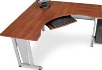 OFM 55196-CHY L Shaped Desk With 24" Deep Top - Size: 60" x 60", Heavy-duty 16-guage steel construction, 5' x 5' L-shaped workstation, 24"D table surface, Sliding keyboard tray, Scratch-resistant powder-coated paint finish on frame, Thermofused melamine finish with self edge, Wire management table top grommet, Leveling glides, Graphite with Black Frame Special Order, Cherry Top Finsih,  Silver Frame Color, UPC 811588017201 (55196-CHY 55196 CHY 55196CHY OFM55196CHY OFM-55196-CHY OFM 55196 CHY) 