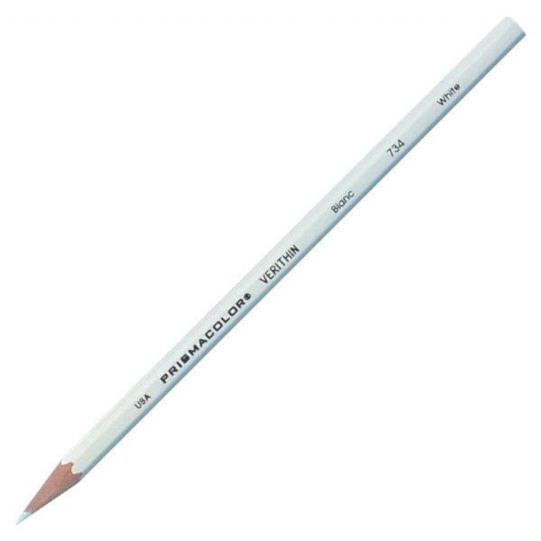 Prismacolor E734 Verithin Premier Pencil White, 12 Box; Strong leads that sharpen to a needle point; Perfect for making check marks or accounting ledger entries; The brilliant colors will not smear, even when wet;  Individual colors packaged 12/box; Dimensions  7.25