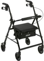 Drive Medical R726BK Rollator Rolling Walker with 6" Wheels, Fold Up Removable Back Support and Padded Seat, Black, 37" Max Handle Height, 32" Min Handle Height, 14" Seat Depth, 12" Seat Width, 20" Seat to Floor Height, 300 lbs Product Weight Capacity, Comes with new seamless padded seat, Brakes with serrated edges provide firm hold, Removable, hinged, padded backrest can be folded up or down, UPC 822383233208 (R726BK R726-BK R726 BK) 
