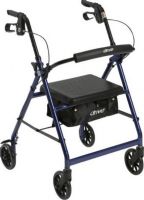 Drive Medical R726BL Rollator Rolling Walker with 6" Wheels, Fold Up Removable Back Support and Padded Seat, Blue, 37" Max Handle Height, 32" Min Handle Height, 14" Seat Depth, 12" Seat Width, 20" Seat to Floor Height, 300 lbs Product Weight Capacity, Comes with new seamless padded seat, Brakes with serrated edges provide firm hold, Removable, hinged, padded backrest can be folded up or down, UPC 822383233208 (R726BL R726-BL R726 BL) 