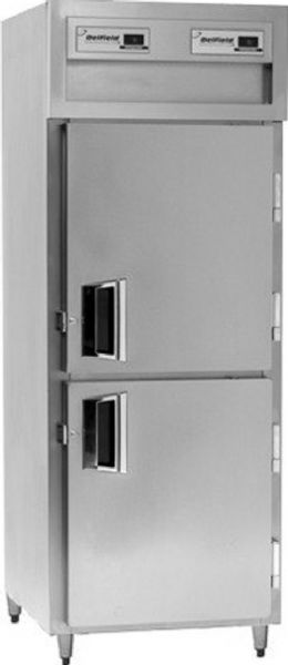 Delfield SAF1N-SH One Section Solid Half Door Narrow Reach In Freezer - Specification Line, 7.8 Amps, 60 Hertz, 1 Phase, 115 Volts, Doors Access, 21 cu. ft. Capacity, Swing Door Style, Solid Door, 1/2 HP Horsepower, Freestanding Installation, 2 Number of Doors, 3 Number of Shelves, 1 Sections, 6