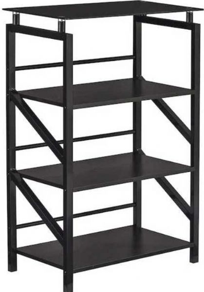 Safco 1007BB SOHO Glass Top 4-Shelf Bookcase, 100 Lbs Capacity - Overall, 25 Lbs Capacity - Shelf, 100 Lbs Capacity - Weight, 23.75