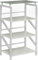 Safco 1007WW SOHO Glass Top 4-Shelf Bookcase, 100 Lbs Capacity - Overall, 25 Lbs Capacity - Shelf, 100 Lbs Capacity - Weight, 23.75" W x 15.75" D Top Dimensions, 20.81" W x 15" D Shelf Dimensions, White finish with white metal frame and white-backed clear glass, Pair with the 1006 Glass Top Desk - order separately, UPC 760771511852, Textured White Laminate Color (1007WW 1007-WW 1007 WW SAFCO1007WW SAFCO-1007-WW SAFCO 1007 WW) 