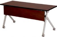 Safco 1997PCSL Tango Nesting Table, 72" width, 24" depth x 29.5" height, 1" Thick Top, 0.75" Thick Modesty Panel Material Thickness, 2.50" Wheel / Caster Size - Diameter, Fold-down table top, Modesty panel, Non-marring casters, 3mm PVC table edge, High-pressure laminate, Steel frame base, Powder coat finish, Cherry Top and Silver Base Color, UPC 073555199765 (1997PCSL 1997-PCSL 1997 PCSL SAFCO1997PCSL SAFCO-1997-PCSL SAFCO 1997 PCSL) 