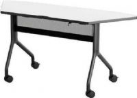 Safco 2040DWBL Rumba Trapezoid Table  60" x 24", 3" Wheel / Caster Size - Diameter, 14-gauge steel and cast aluminum legs, 1" high-pressure laminate top, 3mm vinyl t-molded edging, Trapezoid-shaped tabletop, Mesh modesty panel, Integrated cable management system, Four dual wheel casters, UPC 073555204032, White top and black base Finish (2040DWBL 2040-DWBL 2040 DWBL SAFCO2040DWBL SAFCO-2040-DWBL SAFCO 2040 DWBL) 