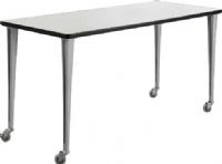 Safco 2090GRSL Rumba Fixed Post Leg Table, Casters 60" x 24", Configure multiple styles to space needs, Cast aluminum Post Leg base, 1" high-pressure laminate tops with 3mm vinyl t-molded edging, Skate wheels - two locking, Gray top and silver base Finish, UPC 073555209044 (2090GRSL 2090-GRSL 2090 GRSL SAFCO2090GRSL SAFCO-2090-GRSL SAFCO 2090 GRSL) 
