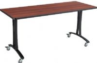 Safco 2094CYBL Rumba T-Leg Table, Cast aluminum T-Leg base, Rectangle, 60 x 24" top, Tabletop with base, Dual-wheel casters - two locking, Configure multiple styles to space needs, 1" high-pressure laminate tops with 3mm vinyl t-molded edging, Cherry top and black base Finish, UPC 073555209419 (2094CYBL 2094-CYBL 2094 CYBL SAFCO2094CYBL SAFCO-2094-CYBL SAFCO 2094 CYBL) 