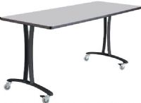 Safco 2094GRBL Rumba T-Leg Table, Cast aluminum T-Leg base, Rectangle, 60 x 24" top, Tabletop with base, Dual-wheel casters - two locking, Configure multiple styles to space needs, 1" high-pressure laminate tops with 3mm vinyl t-molded edging, Gray top and balck  base Finish, UPC 073555209433 (2094GRBL 2094-GRBL 2094 GRBL SAFCO2094GRBL SAFCO-2094-GRBL SAFCO 2094 GRBL) 