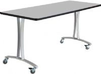 Safco 2094GRSL Rumba T-Leg Table, Cast aluminum T-Leg base, Rectangle, 60 x 24" top, Tabletop with base, Dual-wheel casters - two locking, Configure multiple styles to space needs, 1" high-pressure laminate tops with 3mm vinyl t-molded edging, Gray top and balck  base Finish, UPC 073555209433 (2094GRSL 2094-GRBL 2094 GRBL SAFCO2094GRSL SAFCO-2094-GRBL SAFCO 2094 GRBL)  