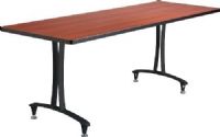 Safco 2097CYBL Rumba T-Leg Table, Cast aluminum T-Leg base, Rectangle, 72 x 24" top, Tabletop with base, Leveler glides, Configure multiple styles to space needs, 1" high-pressure laminate tops with 3mm vinyl t-molded edging, Cherry top and black base Finish, UPC 073555209716 (2097CYBL 2097-CYBL 2097 CYBL SAFCO2097CYBL SAFCO-2097-CYBL SAFCO 2097 CYBL) 