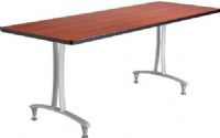 Safco 2097CYSL Rumba T-Leg Table, Cast aluminum T-Leg base, Rectangle, 72 x 24" top, Tabletop with base, Leveler glides, Configure multiple styles to space needs, 1" high-pressure laminate tops with 3mm vinyl t-molded edging, Cherry top and silver base Finish, UPC 073555209723 (2097CYSL 2097-CYSL 2097 CYSL SAFCO2097CYSL SAFCO-2097-CYSL SAFCO 2097 CYSL) 