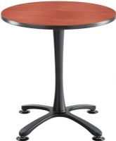 Safco 2470CYBL Cha-Cha Sitting-Height X-Base Round Table, 1" Worksurface Height, 30" W x 30" D Top Dimensions, X-shaped base, Leg levelers, Steel base, Powder coat finish, Rounded tabletop, Standard sitting height, 3mm vinyl t-molded edging, UPC 073555247015, Cherry Tabletop and black base Finish (2470CYBL 2470-CYBL 2470 CYBL SAFCO2470CYBL SAFCO-2470-CYBL SAFCO 2470 CYBL) 