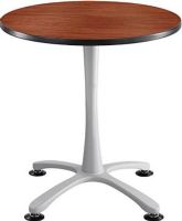 Safco 2470CYSL Cha-Cha Sitting-Height X-Base Round Table, 1" Worksurface Height, 30" W x 30" D Top Dimensions, X-shaped base, Leg levelers, Steel base, Powder coat finish, Rounded tabletop, Standard sitting height, 3mm vinyl t-molded edging, UPC 073555247060, Cherry Tabletop and silver base Finish (2470CYSL 2470-CYSL 2470 CYSL SAFCO2470CYSL SAFCO-2470-CYSL SAFCO 2470 CYSL) 
