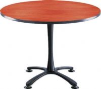 Safco 2474CYBL Cha-Cha  X Base Sitting Height - 42" Round, 29" table height, 1" Worksurface Height, 42" diameter round top, Leg levelers for uneven surface, Steel base with powder coat finish, UPC 073555247411, Black Legs / Cherry Tabletop Finish (2474 2474CYBL 2474-CYBL 2474 CYBL SAFCO2474CYBL SAFCO-2474-CYBL SAFCO 2474 CYBL) 