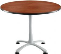 Safco 2474CYSL Cha-Cha  X Base Sitting Height - 42" Round, 29" table height, 1" Worksurface Height, 42" diameter round top, Leg levelers for uneven surface, Steel base with powder coat finish, UPC 073555247466, Silver Legs / Cherry Tabletop Finish (2474 2474CYSL 2474-CYSL 2474 CYSL SAFCO2474CYSL SAFCO-2474-CYSL SAFCO 2474 CYSL) 