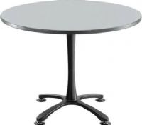 Safco 2474GRBL Cha-Cha  X Base Sitting Height - 42" Round, 29" table height, 1" Worksurface Height, 42" diameter round top, Leg levelers for uneven surface, Steel base with powder coat finish, UPC 073555247428, Black Legs / Gray Tabletop Finish (2474 2474GRBL 2474-GRBL 2474 GRBL SAFCO2474GRBL SAFCO-2474-GRBL SAFCO 2474 GRBL) 