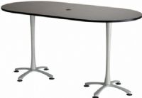 Safco 2553ANSL Cha-Cha Bistro-Height Teaming Table, All tops have 1", high-pressure laminate with 3mm vinyl t-molded edging, Racetrack top - 84" x 42" Bistro-Height, X style base, Leg levelers for uneven surfaces, Asian night top and metallic gray base, UPC 073555255386 (2553ANSL 2553-AN-SL 2553 AN SL SAFCO2553ANSL SAFCO-2553-AN-SL SAFCO 2553 AN SL) 