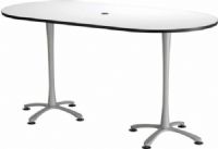 Safco 2553DWSL Cha-Cha Bistro-Height Teaming Table, All tops have 1", high-pressure laminate with 3mm vinyl t-molded edging, Racetrack top - 84" x 42" Bistro-Height, X style base, Leg levelers for uneven surfaces, White top and metallic gray base, UPC 073555255348 (2553DWSL 2553-DW-SL 2553 DW SL SAFCO2553DWSL SAFCO-2553-DW-SL SAFCO 2553 DW SL) 
