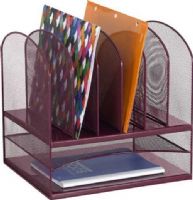 Safco 3255WE Onyx™ 2 Horizontal/6 Upright Sections, Wire mesh desktop organizersrage, Steel mesh design, Two horizontal letter-size file trays, Aids in office supplies organization and file storage, UPC 073555325560, Wine Color (3255WE 3255-WE 3255 WE SAFCO3255WE SAFCO-3255-WE SAFCO 3255 WE) 