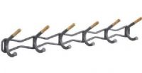 Safco 4257CH Family Coat Wall Rack, 6 wood tip garment hooks, Steel construction with powder coat, Rounded edged on all hooks to help protect garments, 42.75" W x 5.25" D x 7.25" H Dimensions, Charcoal Finish, UPC 073555425703 (4257CH 4257 CH 4257-CH SAFCO4257CH SAFCO-4257-CH SAFCO 4257 CH) 