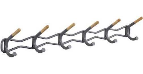 Safco 4257CH Family Coat Wall Rack, 6 wood tip garment hooks, Steel construction with powder coat, Rounded edged on all hooks to help protect garments, 42.75