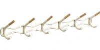 Safco 4257CRM Family Coat Wall Rack, 6 wood tip garment hooks, Steel construction with powder coat, Rounded edged on all hooks to help protect garments, 42.75" W x 5.25" D x 7.25" H Dimensions, Cream Finish, UPC 073555425796 (4257CRM 4257 CRM 4257-CRM SAFCO4257CRM SAFCO-4257-CRM SAFCO 4257 CRM)  