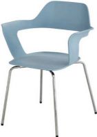 Safco 4275BU Bandi Shell Stack Chair - Qty. 2, 31" - 31" Adjustability - Height, 16.75 W x 8" H Back Size, 17.50" Seat Height, 16" W x 16.50" D Seat Size, 250 lbs Weight capacity, Uniquely shaped shell, Open seat back, Flared arms, Black nylon glide, Lightweight, Colorfast, Non-absorbent, Resistant to mold, chemical, and abrasion, Stackable up to 8 chairs, Chrome plated steel legs, Blue Color, UPC 073555427554 (4275BU 4275-BU 4275 BU SAFCO4275BU SAFCO-4275-BU SAFCO 4275 BU) 