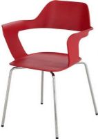 Safco 4275RD Bandi Shell Stack Chair - Qty. 2, 31" - 31" Adjustability - Height, 16.75 W x 8" H Back Size, 17.50" Seat Height, 16" W x 16.50" D Seat Size, 250 lbs Weight capacity, Uniquely shaped shell, Open seat back, Flared arms, Black nylon glide, Lightweight, Colorfast, Non-absorbent, Resistant to mold, chemical, and abrasion, Stackable up to 8 chairs, Chrome plated steel legs, Red Color, UPC 073555427516 (4275RD 4275-RD 4275 RD SAFCO4275RD SAFCO-4275-RD SAFCO 4275 RD) 