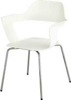 Safco 4275WH Bandi Shell Stack Chair - Qty. 2, 31" - 31" Adjustability - Height, 16.75 W x 8" H Back Size, 17.50" Seat Height, 16" W x 16.50" D Seat Size, 250 lbs Weight capacity, Uniquely shaped shell, Open seat back, Flared arms, Black nylon glide, Lightweight, Colorfast, Non-absorbent, Resistant to mold, chemical, and abrasion, Stackable up to 8 chairs, Chrome plated steel legs, White Color, UPC 073555427592 (4275WH 4275-WH 4275 WH SAFCO4275WH SAFCO-4275-WH SAFCO 4275 WH) 