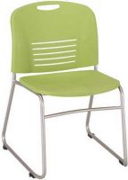 Safco 4292GN Vy Straight Leg Stack Chair - Qty. 2, Rated up to 350 lbs, 32.50" - 32.50" Adjustability - Height, 19.50" W x 16" H Back Size, 18.50" W x 17" D Seat Size, 1.5" Wheel / Caster Size - Diameter, Straight leg frame , 350 lb. weight capacity with small scale aesthetics, Plastic chairs - stack chairs, Guest chair stacks up to 12 high on the floor and up to 18 high on cart, UPC 073555429268 (4292GN 4292-GN 4292 GN SAFCO4292BU SAFCO-4292-GN SAFCO 4292 GN) 