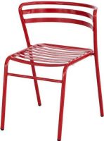 Safco 4360RD CoGo Steel Outdoor/Indoor Stack Chair, 0 deg Adjustability - Tilt, 21" W x 11.25" H Back Size, 16.50" W x 16" D Seat Size, 250 lbs Weight capacity, For indoor and outdoor use, Open slat design, Breathable curved backrest, Durable nylon glides, Stackable up to 8 chairs high, Sturdy steel construction, Powder coat finish, Red Finish, Pack of 2, UPC 073555436051 (4360RD 4360-RD 4360 RD SAFCO4360RD SAFCO-4360-RD SAFCO 4360 RD) 