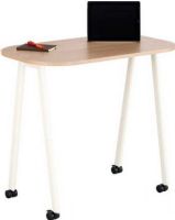 Safco 5091BH Mobile Work Table, 30" W x 18" D Tabletop dimensions, Curved edges, Fits up to 2 laptops, For personal or shared use, Four 1.5" dual-wheel casters, Melamine laminate top, Steel legs, Powder coat finish, Resistant to heat, moisture, stain, abrasion, and peeling, Beech top, white legs Finish, UPC 073555509137 (5091BH 5091-BH 5091 BH SAFCO5091BH SAFCO-5091-BH SAFCO 5091 BH) 