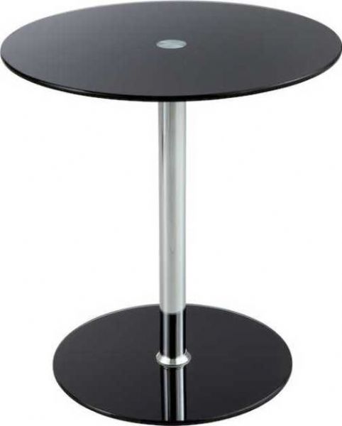 Safco 5095BL Glass Accent Table, Tempered glass round top and base, 17.5
