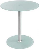 Safco 5095WH Glass Accent Table, Tempered glass round top and base, 17.5" diameter tabletop, 13.5" diameter base, 19" Overall height, Chrome-coated steel pedestal, UPC 073555509526, Chrome Paint,  White Top Color, UPC 073555509526 (5095WH 5095-WH 5095 WH SAFCO5095WH SAFCO-5095-WH SAFCO 5095 WH) 