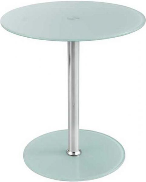 Safco 5095WH Glass Accent Table, Tempered glass round top and base, 17.5