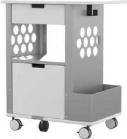 Safco 5202WH Focal Rolling Storage Cart, 1 Number of Compartments, Steel Materials, 1 Compartment Quantity, 2 Drawer Quantity, 18.25" W x 15.75" D Shelf Dimensions, 14.75" W x 15.75" D x 13" H Drawer Dimensions, 374.38" W x 400.06" D x 101.38" H Tray Dimensions, Two drawers for storage, Complements Focal Family of standing-height desks, Storage bucket and coat hook provide additional storage, Glacier White Color, UPC 073555520293 (5202WH 5202-WH 5202 WH SAFCO5202WH SAFCO-5202-WH SAFCO 5202 WH) 