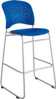 Safco 6806BU Reve Bistro-Height Chair Round Back, 31" Seat Height, 18.50" W x 17" D Seat Size, 0 deg Adjustability - Tilt, 18" W x 13.75" H Back Size, 250 lbs Weight capacity, Floor glides, Contoured seat and back, Stackable up to 6 units high, Plastic and steel construction, Blue Finish, UPC 073555680683 (6806BU 6806-BU 6806 BU SAFCO6806BU SAFCO-6806-BU SAFCO 6806 BU) 