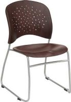Safco 6810MH Reve Guest Chair Round Plastic Wood Back - Qty. 2, Contoured for lumbar support, Perforated back for breathability, Chairs stack up to 12 high, Ganging connector glides for integrated welcome area, UPC 073555681062, Mahogany Color (6810MH 6810-MH 6810 MH SAFCO6810MH SAFCO-6810-MH SAFCO 6810 MH) 