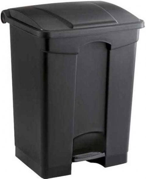Safco 9922BL Plastic Step-On Waste Receptacle, Step-on opening, Automatically closing cover, Smooth finish, 17-gallon capacity for waste removal in large quantities, Large capacity waste receptacle for hospitality or public spaces, UPC 073555992229, Black Finish (9922BL 9922-BL 9922 BL SAFCO9922BL SAFCO-9922-BL SAFCO 9922 BL)