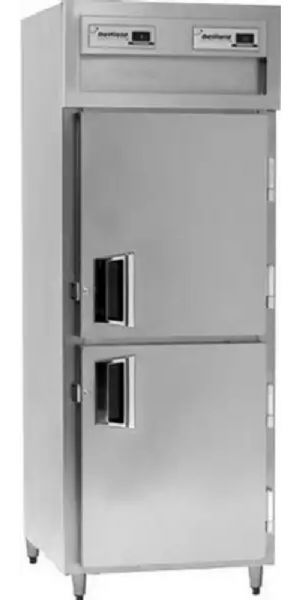 Delfield SAHPT1-SH Solid Half Door Single Section Reach In Pass-Through Heated Holding Cabinet - Specification Line, 9 Amps, 60 Hertz, 1 Phase, 120/208-240 Voltage, 1,080 - 2,160 Watts, Full Height Cabinet Size, 26.96 cu. ft. Capacity, Thermostatic Control, Solid Door, Shelves Interior Configuration, 2 Number of Doors, 1 Sections, Easy-to-use electronic controls, 6