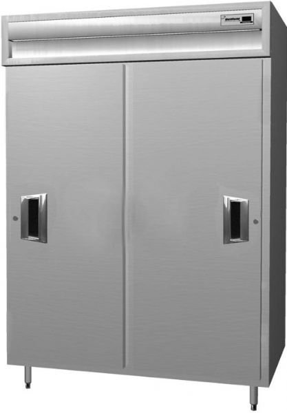 Delfield SAR2S-SLS Two Section Shallow Sliding Solid Door Reach In Refrigerator - Specification Line, 7 Amps, 60 Hertz, 1 Phase, 115 Volts, Doors Access, 38 cu. ft. Capacity, Sliding Door Style, Solid Door, 1/3 HP Horsepower, Freestanding Installation, 2 Number of Doors, 6 Number of Shelves, 2 Sections, NSF Listed, 52