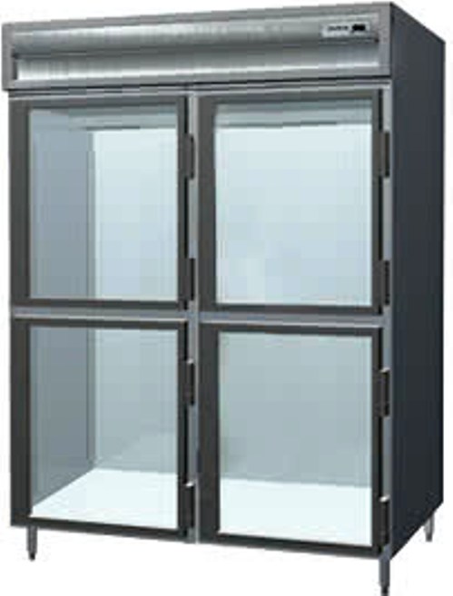 Delfield SMH2-GH Glass Half Door Two Section Reach In Heated Holding Cabinet - Specification Line, 16 Amps, 60 Hertz, 1 Phase, 120/208-240 Voltage, 1,080 - 2,160 Watts, Full Height Cabinet Size, 51.92 cu. ft. Capacity, Clear Door, 4 Number of Doors, 2 Sections, 6